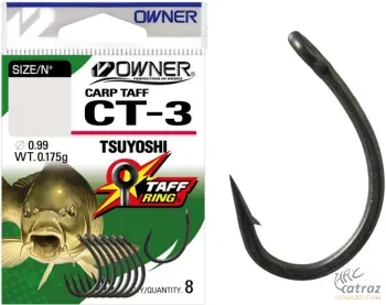 Owner CT-3 Tsuyoshi Carp Taff Hook - Size: 2 - Owner 50168 CT-3 Tsuyoshi Pontyozó Horog - Méret: 2