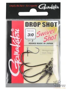 Gamakatsu Drop Shot Horog Forgóval Méret: 2 - Gamakatsu Swivel Shot Black