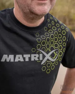 Matrix Fekete Horgász Póló Méret: M - Matrix Black Hex Print T-Shirt
