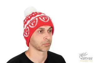 Fox Rage Piros Fehér Bojtos Téli Horgász Sapka - Fox Rage Voyager Christmas Bobble Hat