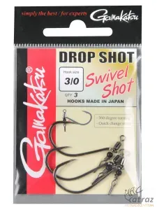 Gamakatsu Drop Shot Horog Forgóval Méret: 3/0 - Gamakatsu Swivel Shot Black