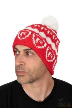 Fox Rage Piros Fehér Bojtos Téli Horgász Sapka - Fox Rage Voyager Christmas Bobble Hat