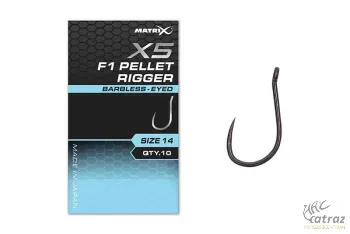 Matrix X5 F1 Pellet Rigger Eyed Méret: 16 - Matrix Szakállnélküli Horog