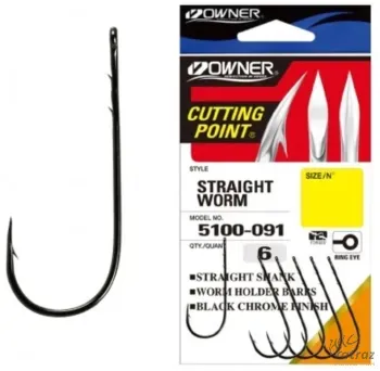 Owner 5100 Straight Worm Zander Hook - Size: 2/0 - Owner 5100 Straight Worm Süllőző Horog - Méret: 2/0
