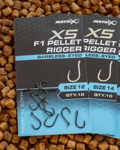 Matrix X5 F1 Pellet Rigger Eyed Méret: 16 - Matrix Szakállnélküli Horog