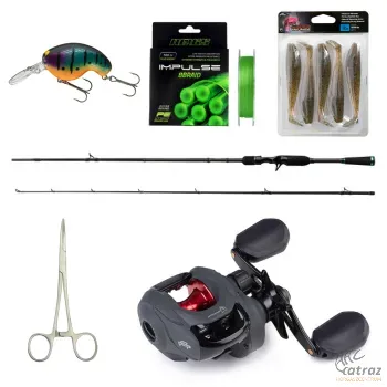 Reiva Casting Pergető Szett - Fox Rage Warrior Multiplikátor Orsó + Fox Rage Gumihalak + Daiwa Wobbler + Fonott Zsinór + Ércsipesz