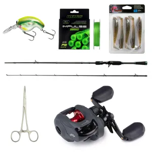 Reiva Casting Pergető Szett - Fox Rage Warrior Multiplikátor Orsó + Fox Rage Gumihalak + Daiwa Wobbler + Fonott Zsinór + Ércsipesz