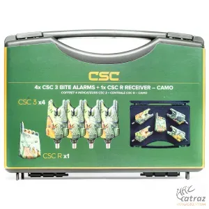 Carp Spirit 4x CSC Bite Alarms with Receiver Camo + Carp Spirit Terepmintás Elektromos Kapásjelző Szett 4+1 db