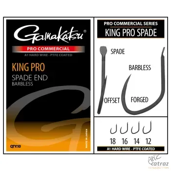 Gamakatsu King Pro Spade A1 PTFE Barbless Méret: 14 - Gamakatsu Szakáll Nélküli Lapkás Feeder Horog