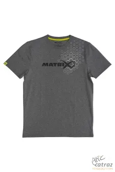 Matrix Szürke Horgász Póló Méret: L - Matrix Grey Hex Print T-Shirt