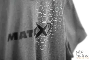 Matrix Szürke Horgász Póló Méret: L - Matrix Grey Hex Print T-Shirt