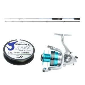 Daiwa Pergető Szett - Daiwa Triforce Target Zander Spin + Ryobi Ranmi Ultimate Warrior SG 3000 + Daiwa J-Braid Fonott Zsinór