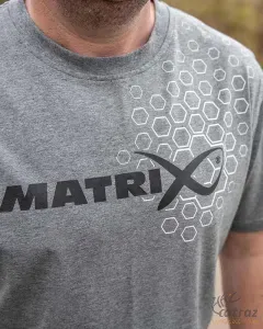 Matrix Szürke Horgász Póló Méret: L - Matrix Grey Hex Print T-Shirt