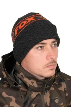 Fox Fekete & Narancs Horgász Sapka - Fox Collection Beanie Black & Orange