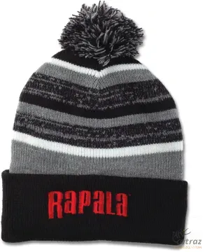 Rapala Bojtos Téli Horgász Sapka Fekete Piros - Rapala Pom Beanie Black Red Logo