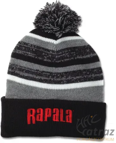 Rapala Pom Beanie Black Red Logo - Rapala Bojtos Téli Horgász