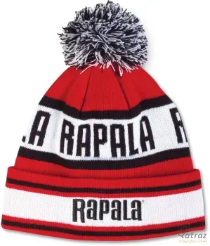 Rapala Bojtos Téli Horgász Sapka Piros Fekete - Rapala Pom Beanie Red Black