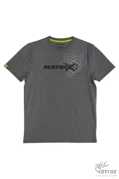 Matrix Szürke Horgász Póló Méret: M - Matrix Grey Hex Print T-Shirt