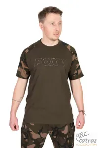 Fox Horgász Póló Méret: 2XL - Fox Khaki/Camou Outline T-Shirt