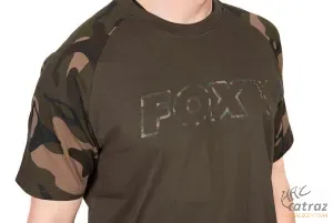 Fox Horgász Póló Méret: 2XL - Fox Khaki/Camou Outline T-Shirt