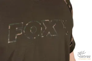 Fox Horgász Póló Méret: 2XL - Fox Khaki/Camou Outline T-Shirt