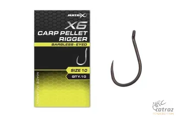 Matrix X6 Carp Pellet Rigger Eyed Méret: 10 - Matrix Szakállnélküli Horog