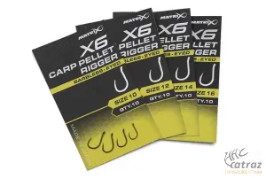 Matrix X6 Carp Pellet Rigger Eyed Méret: 10 - Matrix Szakállnélküli Horog