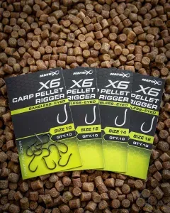 Matrix X6 Carp Pellet Rigger Eyed Méret: 10 - Matrix Szakállnélküli Horog