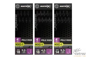 Matrix MXC-1 Barbless Pole Hossz: 10 cm Horog Méret:18 Átmérő: 0,125 mm - Matrix Szakállnélküli Előkötött Horog