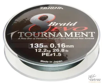 Daiwa Tournament 8 Braid Evo Fonott Zsinór - 300m Zöld 0,26mm