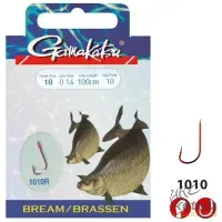 Gamakatsu 1010R Bream Előkötött Horog 0,14mm 100cm Méret: 10 - Gamakatsu Keszegező Előkötött Piros Horog