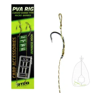 Stég Product Előkötött Curve Shank Horog - Előkötött PVA Horog - Hossz: 12cm Méret: 6