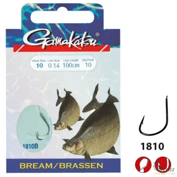 Gamakatsu Előkötött Horog 1810B 0,18mm 100cm Méret: 8 - Gamakatsu Bream Feeder Előkötött Horog