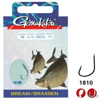 Gamakatsu Előkötött Horog 1810B 0,18mm 100cm Méret: 8 - Gamakatsu Bream Feeder Előkötött Horog