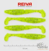 Reiva Zander Power Shad Gumihal 10cm 4 db/csomag - Neonzöld Flitter