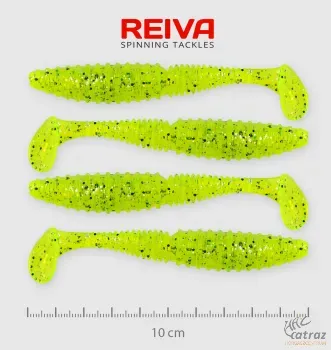 Reiva Zander Power Shad Gumihal 10cm 4 db/csomag - Neonzöld Flitter