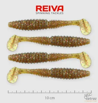 Reiva Zander Power Shad Gumihal 10cm 4 db/csomag - Barna Flitter