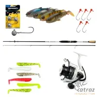 Halcatraz Pergető Szett - Nevis Pergető Bot + Nevis Fullback Orsó + Gumihalak + Jigek