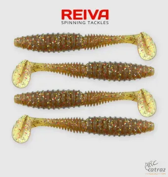 Reiva Zander Power Shad Gumihal 8cm 5 db/csomag - Barna Flitter