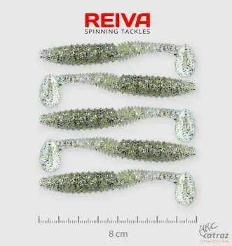 Reiva Zander Power Shad Gumihal 8cm 5 db/csomag - Ezüst Flitter