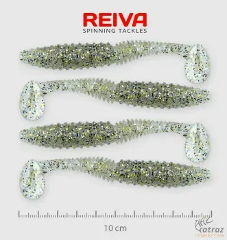 Reiva Zander Power Shad Gumihal 10cm 4 db/csomag - Ezüst Flitter