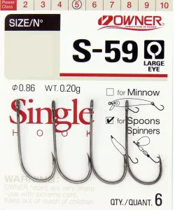 Owner S-59 Egyágú Műcsali Horog - Méret: 10