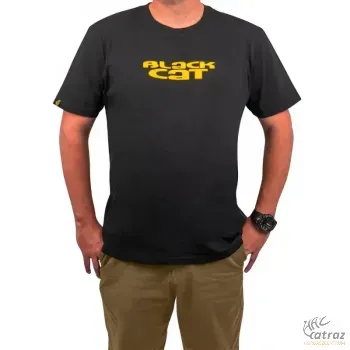 Black Cat Logo Black T-Shirt - Black Cat Fekete Póló