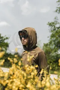Korda UPF Hooded Top Dark Khaki – XL – UV Álló Póló